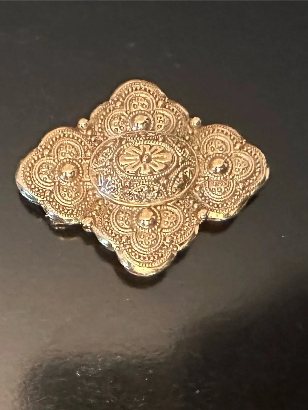 Vintage 1950s 1928 Jewelry Company Filigree Floral Statement Brooch Scarf Clip